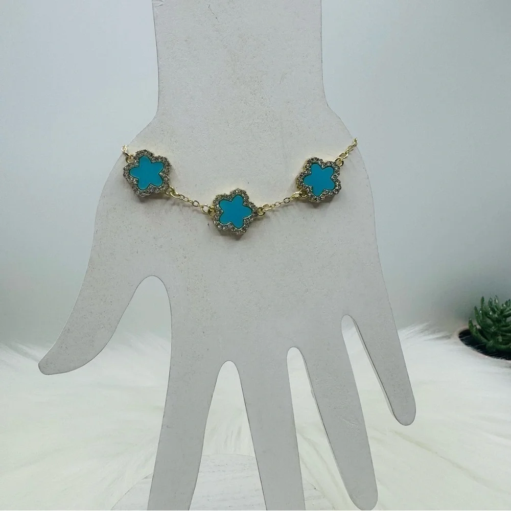 Camille Flower Bracelet in Blue